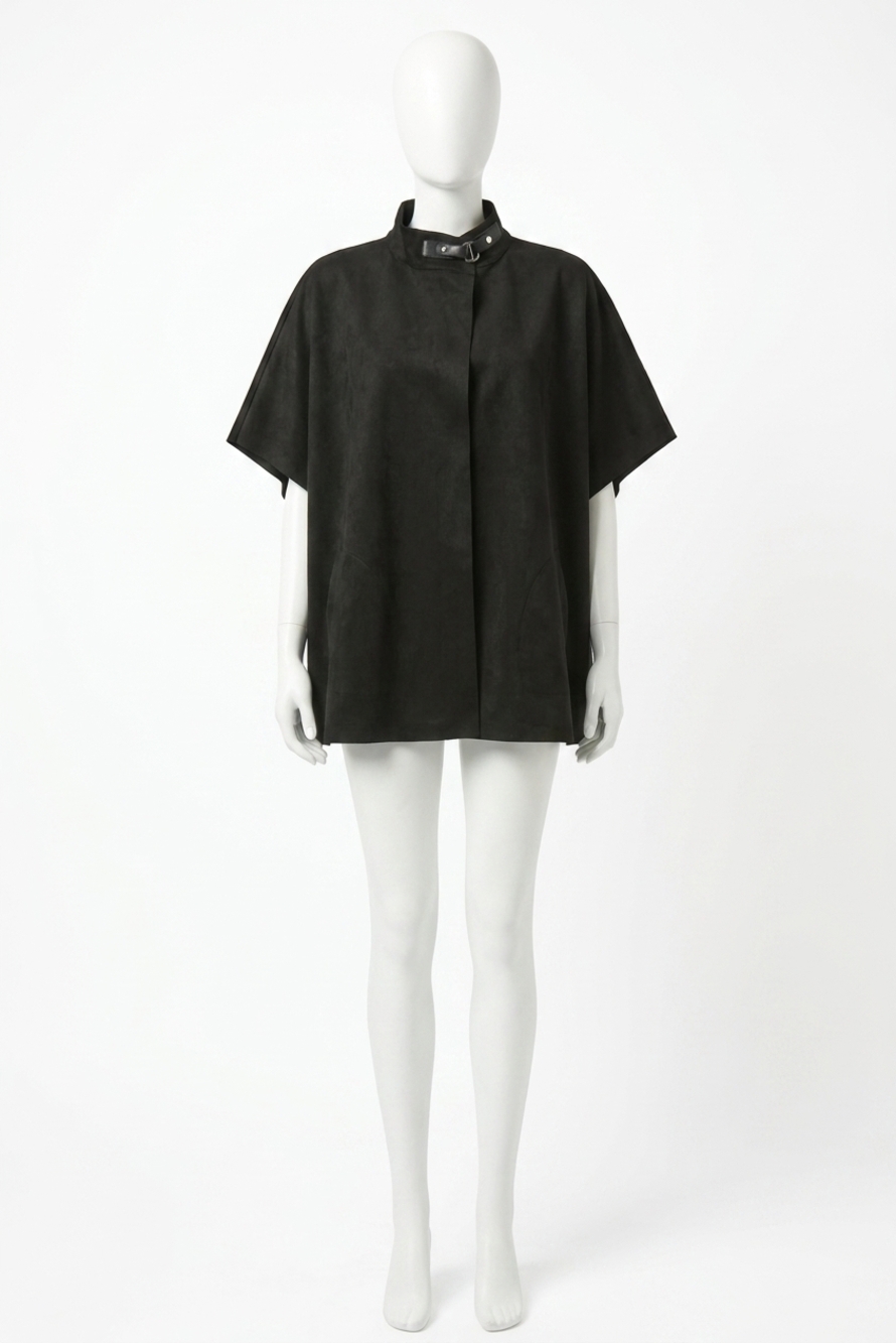 NEW JOSEPH RIBKOFF stand collar cover-up poncho in black